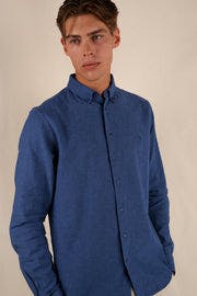 Declan Shirt - Mid Blue Melange
